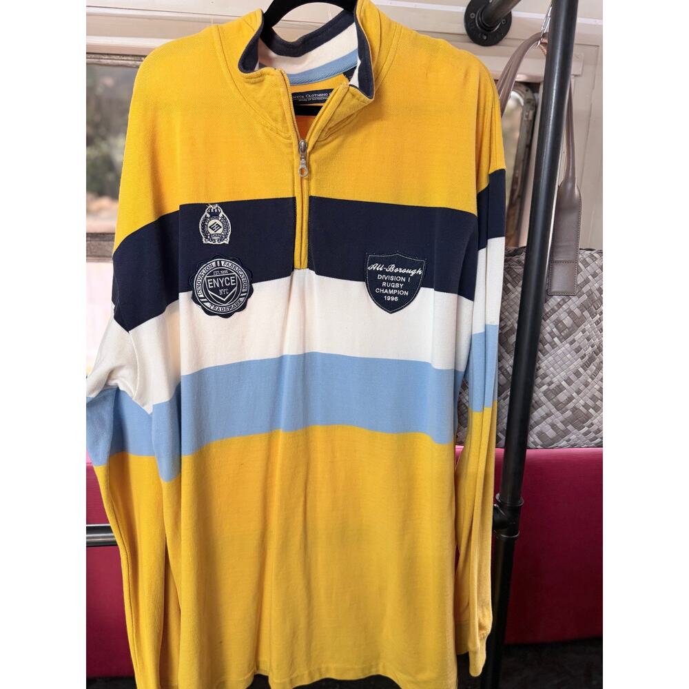 Vintage Enyce All Borough Rugby Quarter Zip Shirt 3XL Y2K Hip Hop